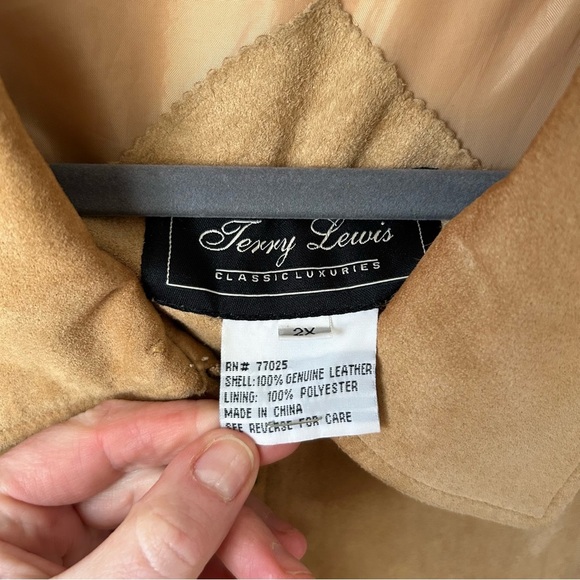 Vintage Terry Lewis Tan Beige Leather Suede Full Zip Jacket Men’s Size 2X - Picture 2 of 6